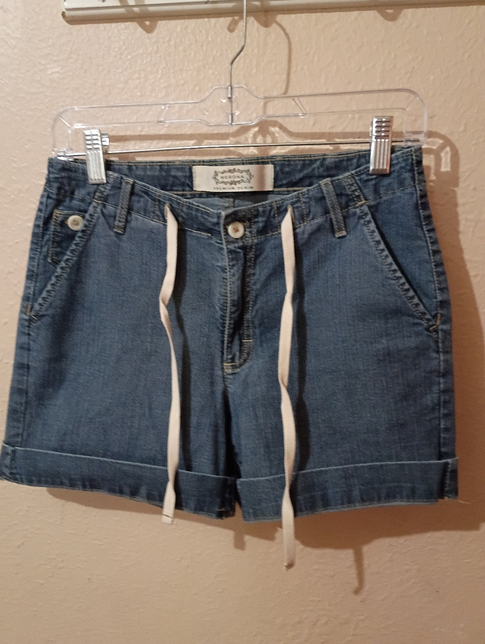 Denim Drawstring Women’s Shorts - Blue